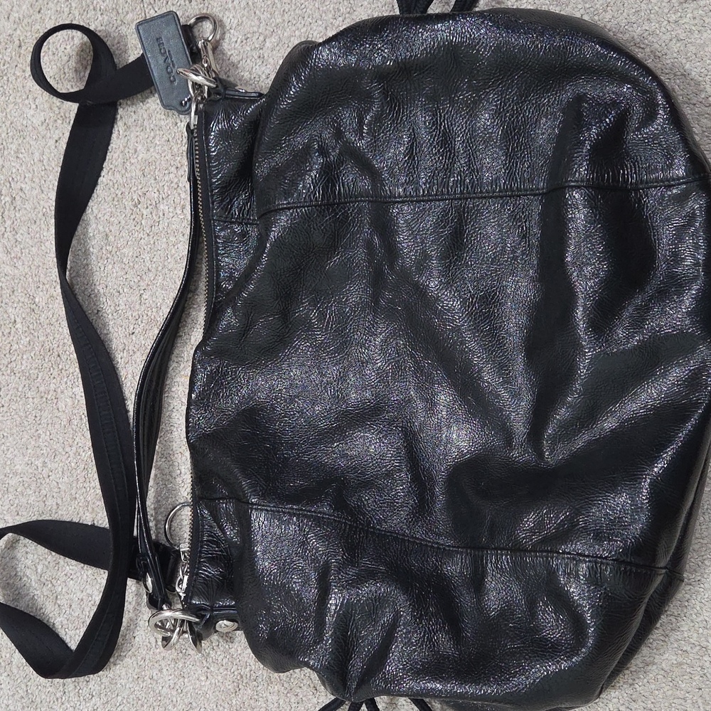 Coach Poppy Black Patent Leather Crossbody Purse - Picture 2 of 6